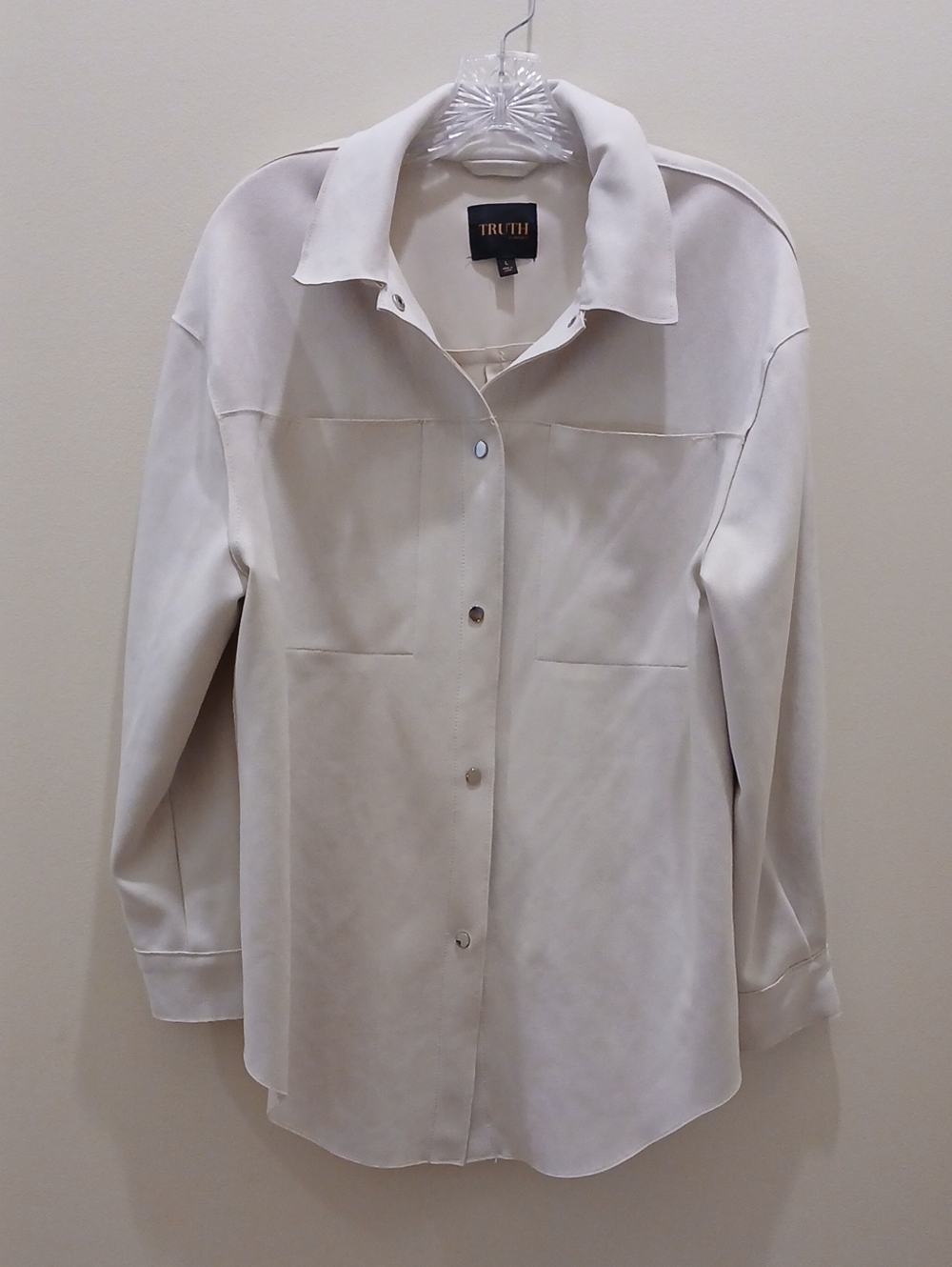 Truth by Republic Soft Ultrasuede Faux Suede Jacket Alabaster Large Androgynous